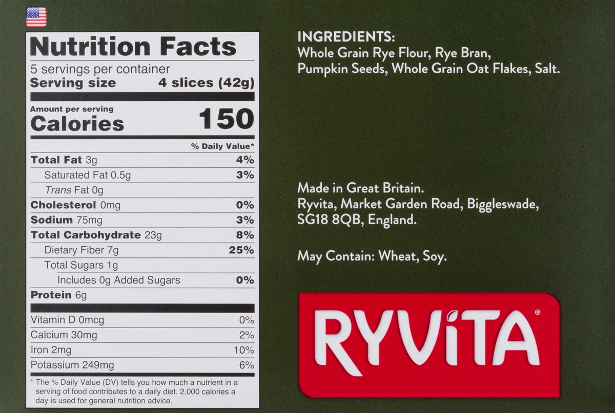 slide 7 of 12, Ryvita Rye Pumpkin Seeds & Oats Crispbread 5 ea, 5 ct