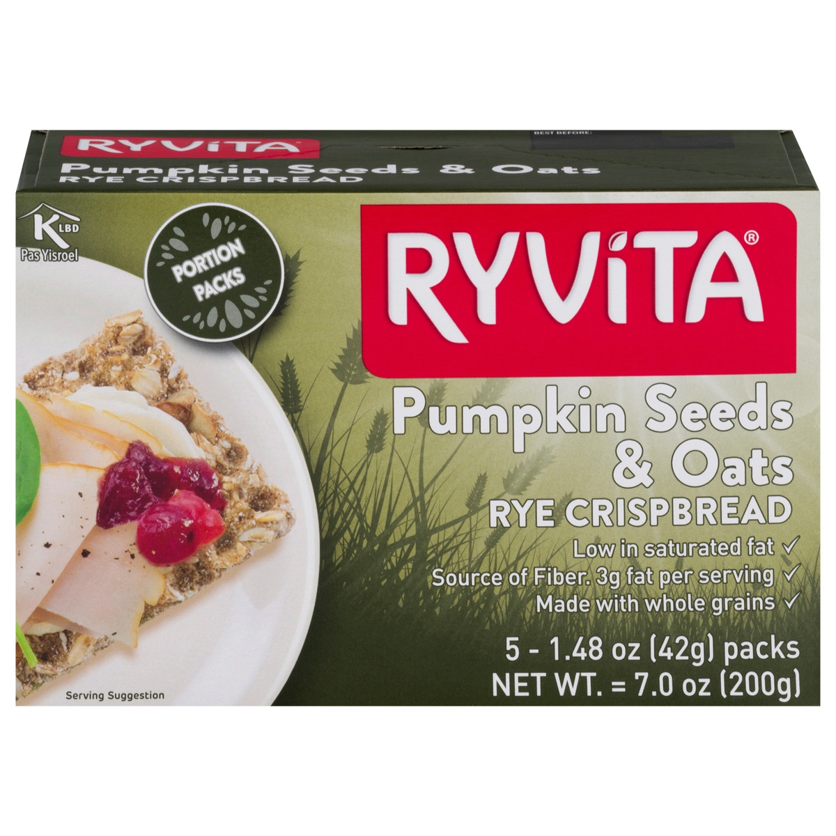slide 1 of 1, Ryvita Pumpkin Seeds & Oats Crispbread, 7 oz