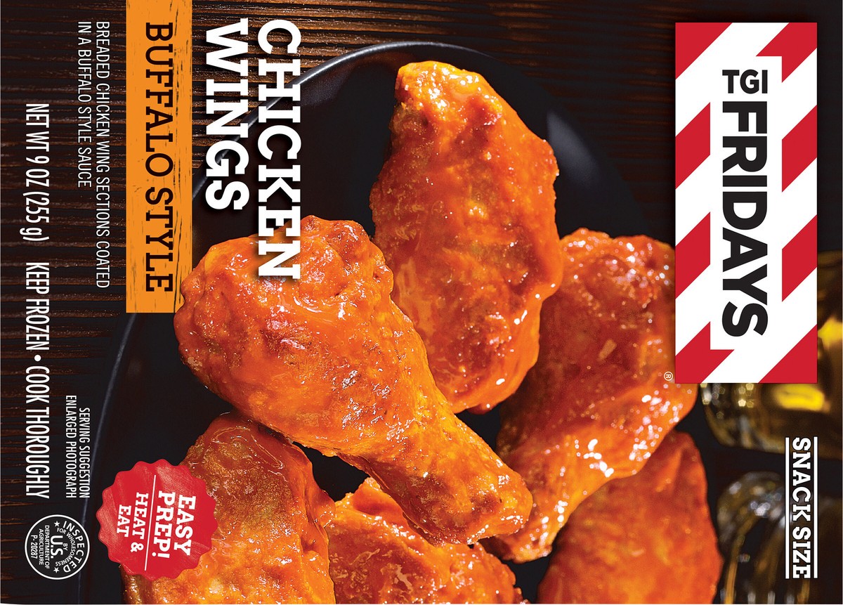 slide 6 of 9, T.G.I. Fridays TGI Fridays Frozen Appetizers Buffalo Style Chicken Wings, 9 oz. Box, 9 oz