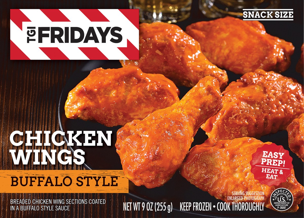 slide 3 of 9, T.G.I. Fridays TGI Fridays Frozen Appetizers Buffalo Style Chicken Wings, 9 oz. Box, 9 oz