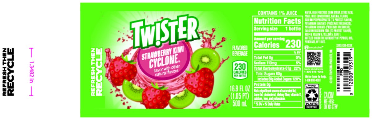 slide 8 of 8, Twister Tw!ster Flavored Beverage Strawberry Kiwi Cyclone 16.9 Fl Oz, 16.9 fl oz