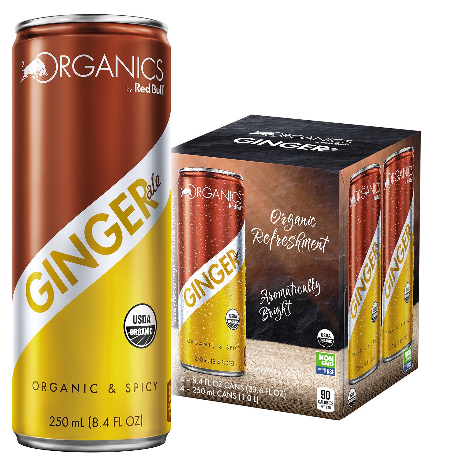 slide 1 of 2, Red Bull ORGANICS by Red Bull, Ginger Ale, 8.4 fl oz (4 pack), 4 ct