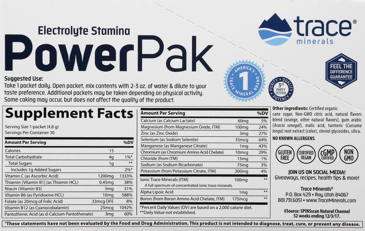 slide 7 of 9, Trace Minerals Electrolyte Stamina Power Pak Orange Single Packet, 1 ct