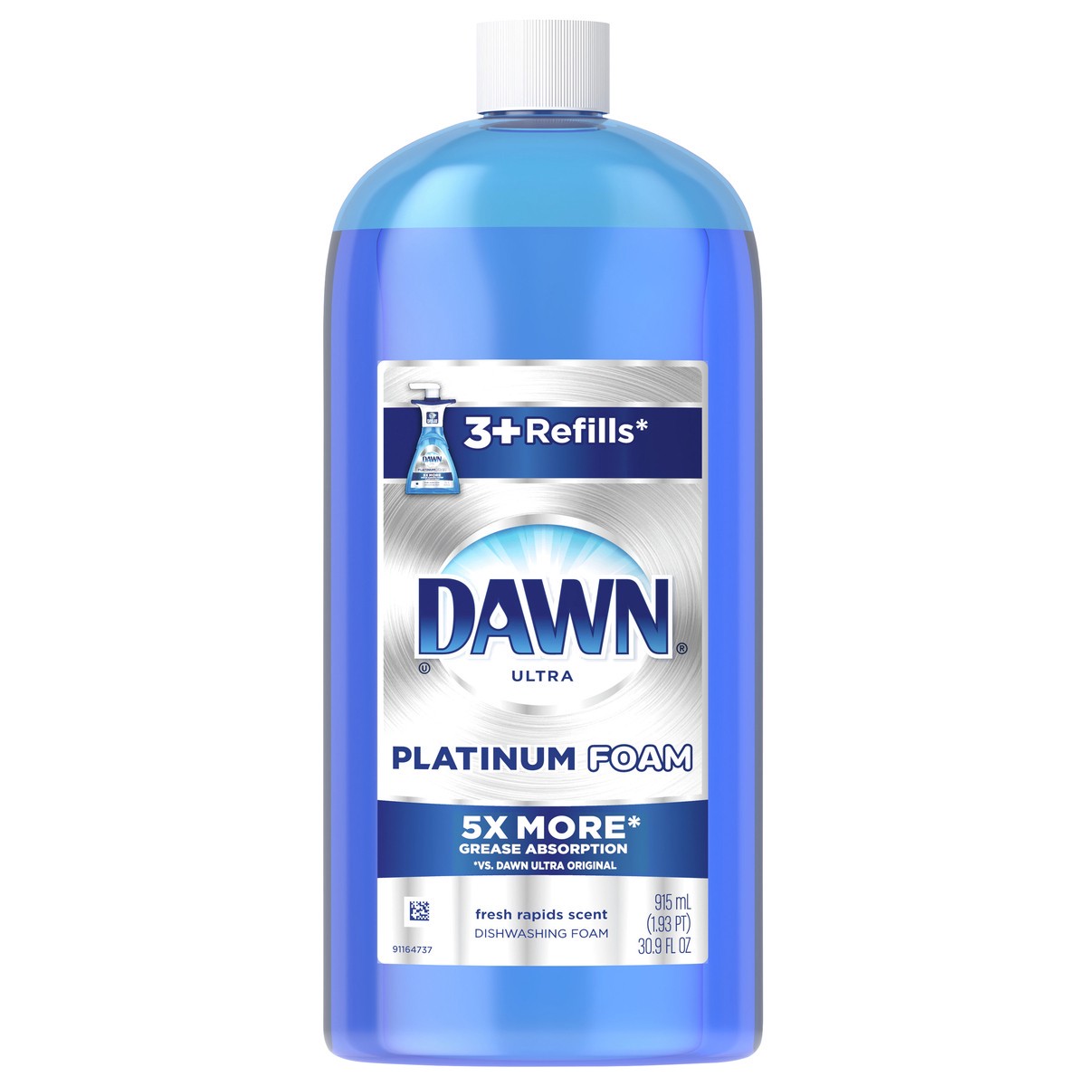 slide 1 of 3, Dawn Direct Foam Dish Soap, Dishwashing Liquid, Fresh Rapids, 915 mL, 31.4 oz