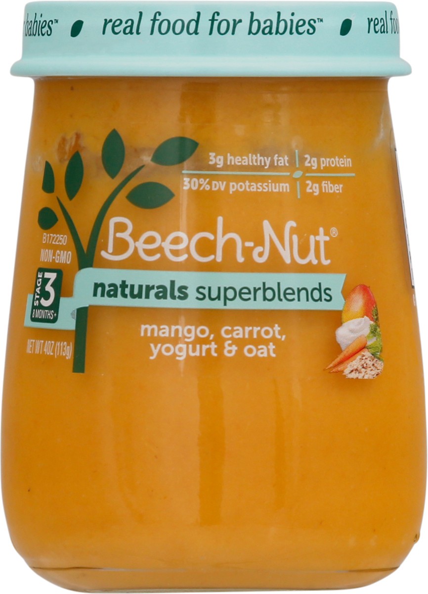 slide 6 of 9, Beech-Nut Naturals Superblends Stage 3 Baby Food, Mango Carrot Yogurt & Oat, 4 oz Jar, 4 oz