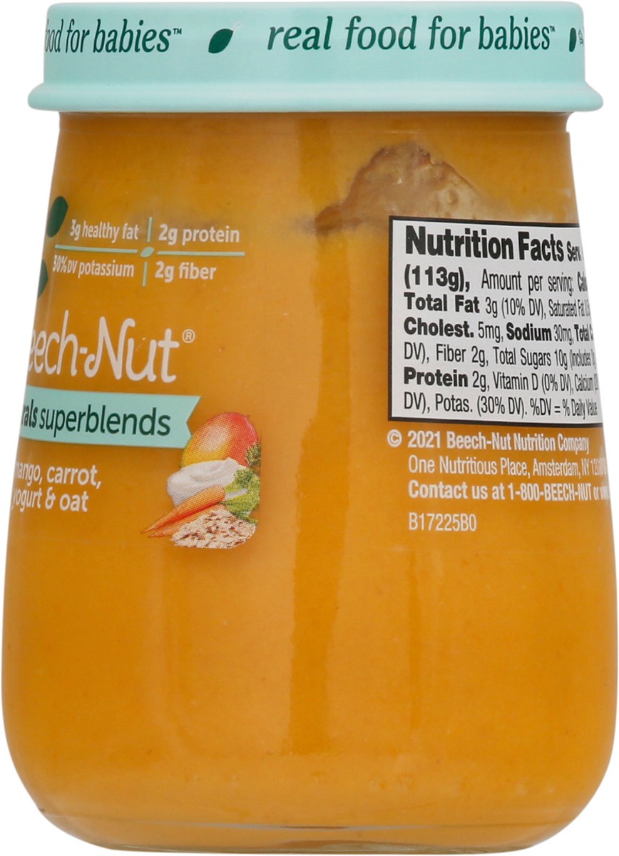 slide 8 of 9, Beech-Nut Naturals Superblends Stage 3 Baby Food, Mango Carrot Yogurt & Oat, 4 oz Jar, 4 oz