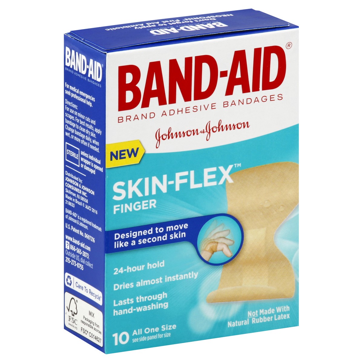 slide 2 of 7, Band-Aid Finger Bandages Skin Flex, 10 ct