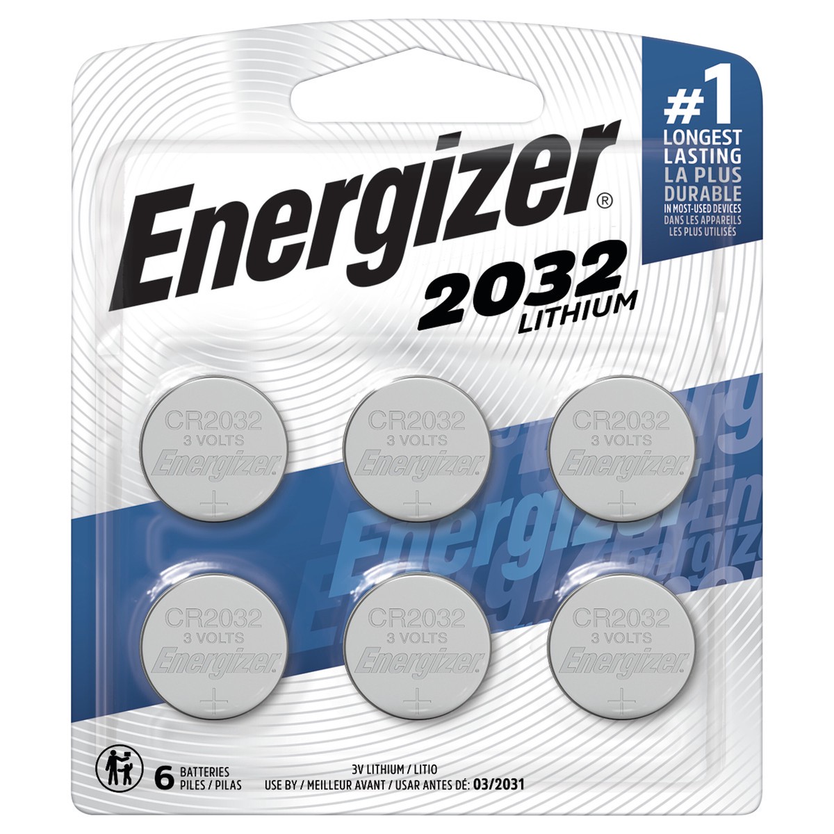 slide 1 of 1, Energizer 2032 Batteries (6 Pack), 3V Lithium Coin Batteries, 6 ct