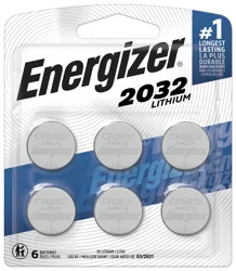Energizer 2032 Batteries (6 Pack), 3V Lithium Coin Batteries