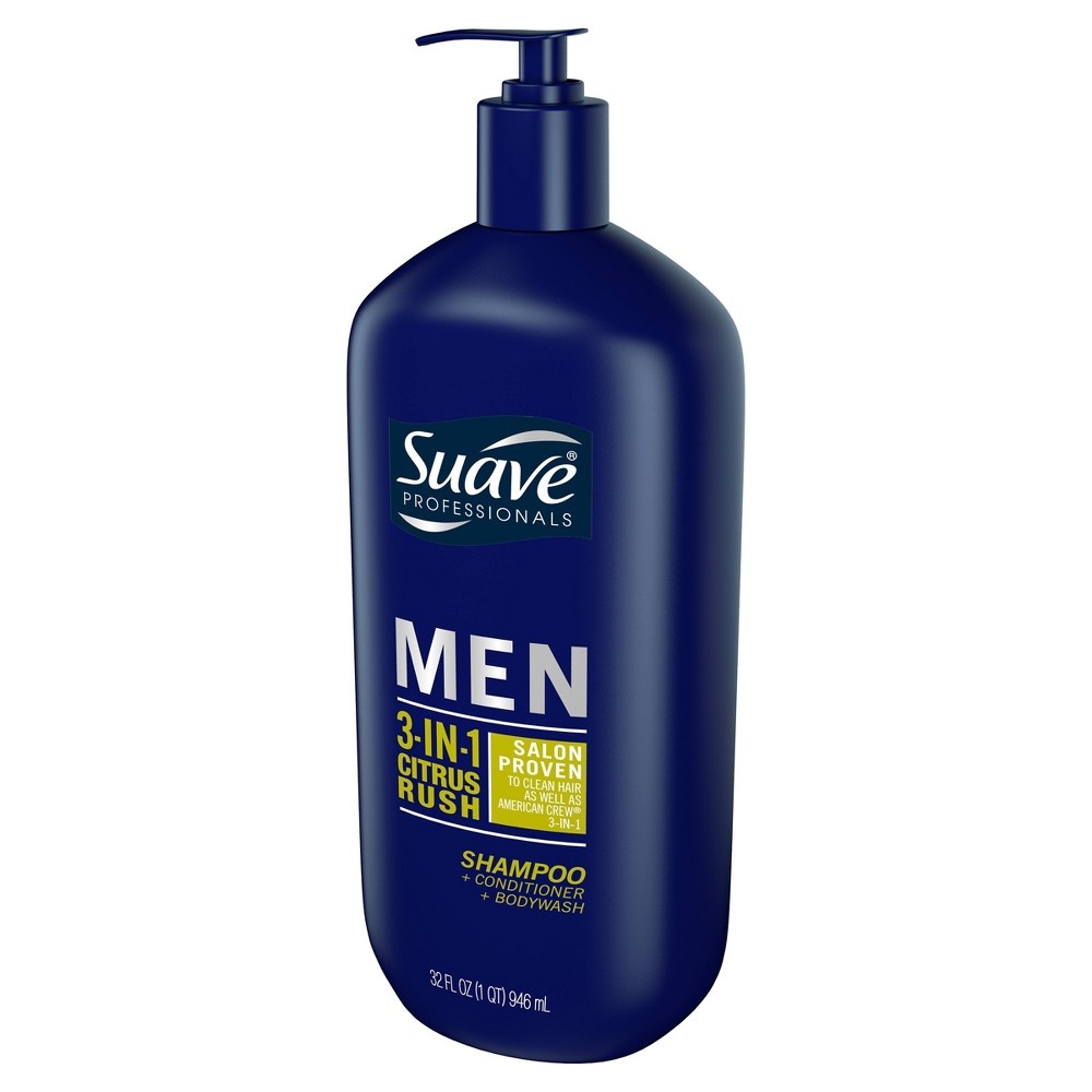 slide 2 of 4, Suave Professionals Men Citrus Rush 3-In-1 Shampoo, Conditioner & Body Wash, 32 fl oz