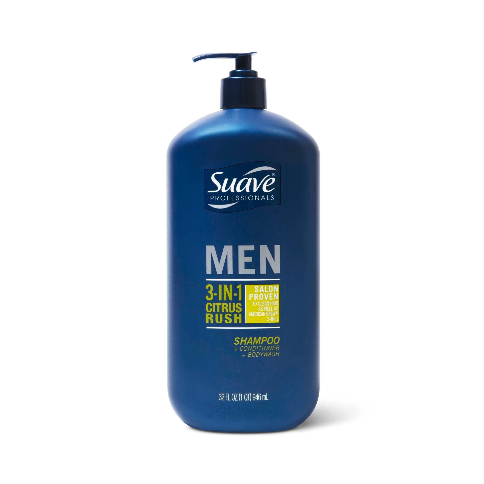 slide 1 of 4, Suave Professionals Men Citrus Rush 3-In-1 Shampoo, Conditioner & Body Wash, 32 fl oz