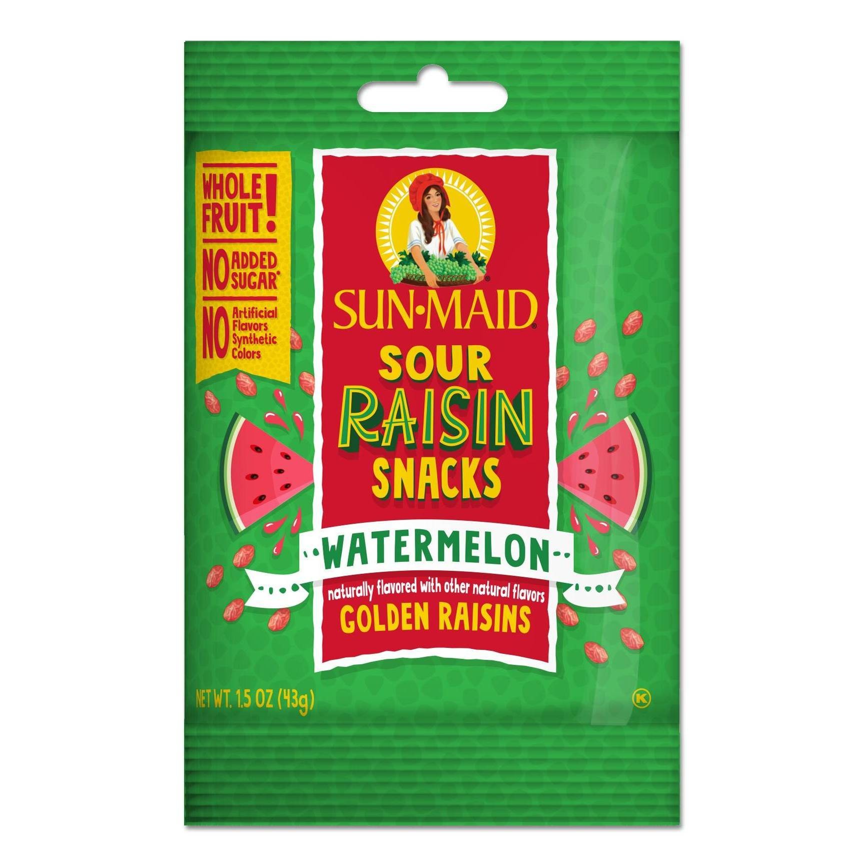 slide 1 of 1, Sun-Maid Watermelon Sour Raisin Snacks, 1.5 oz