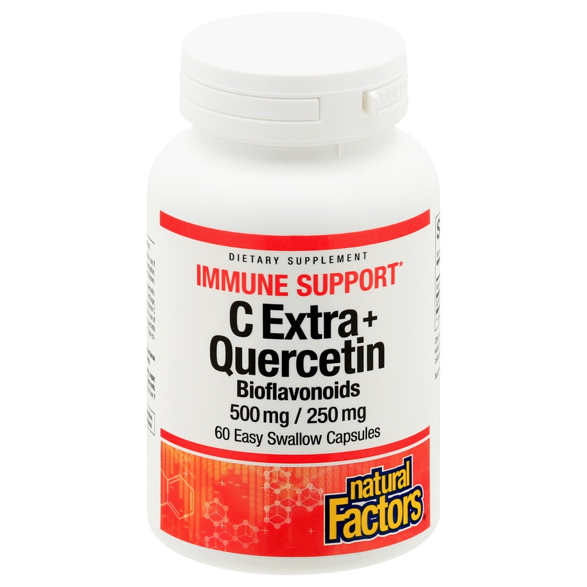 slide 1 of 1, Natural Factors C Extra + Quercetin, 500 mg/250 mg, Bioflavonoids, Capsules, 60 ct