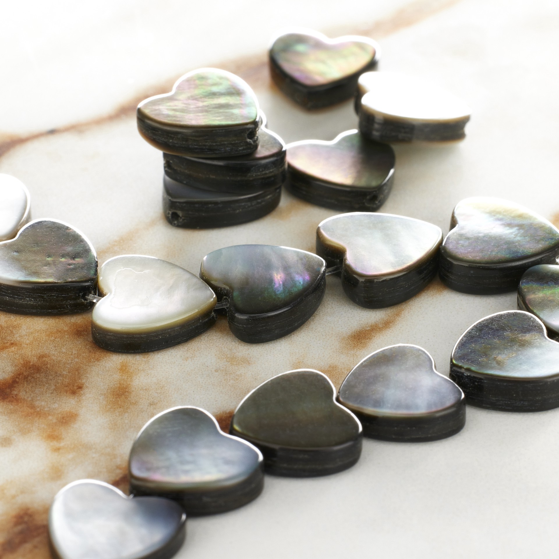 slide 3 of 3, Gray Shell Heart Beads, 10mm By Bead Landing, 10mm