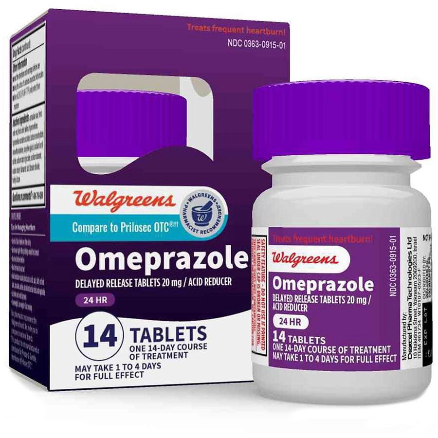 slide 3 of 5, Walgreens Omeprazole Wildberry Mint Acid Reducer Delayed Release Tablets 20Mg, 14 ct