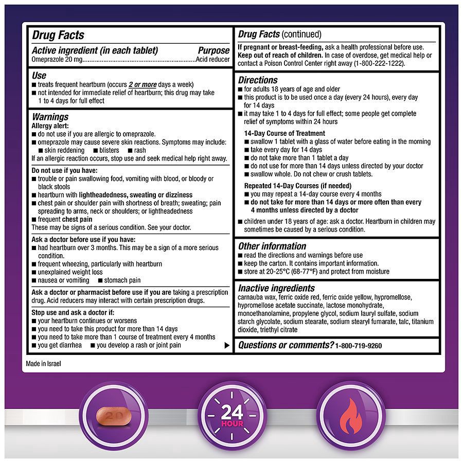 slide 5 of 5, Walgreens Omeprazole Wildberry Mint Acid Reducer Delayed Release Tablets 20Mg, 14 ct
