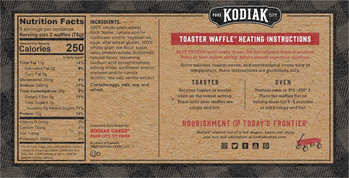 slide 4 of 8, Kodiak Cakes Power Waffles, Buttermilk & Vanilla, 13.40 oz/10 ct, 13.4 oz