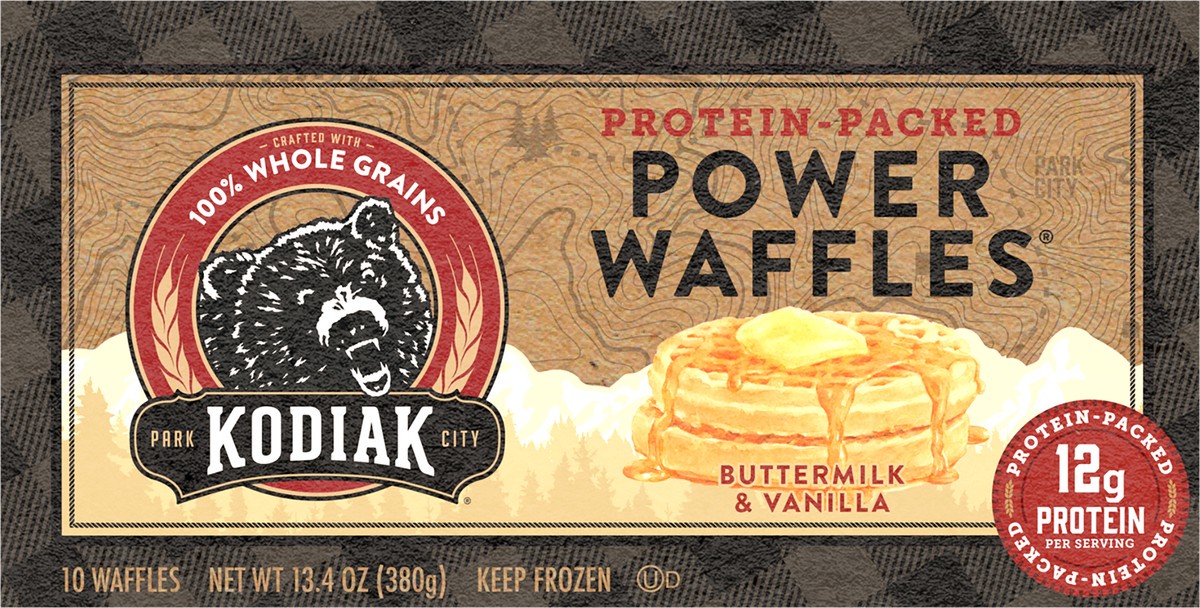 slide 5 of 8, Kodiak Cakes Power Waffles, Buttermilk & Vanilla, 13.40 oz/10 ct, 13.4 oz