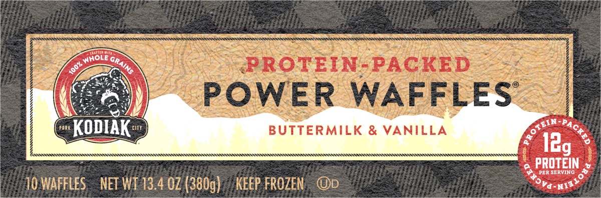 slide 8 of 8, Kodiak Cakes Power Waffles, Buttermilk & Vanilla, 13.40 oz/10 ct, 13.4 oz