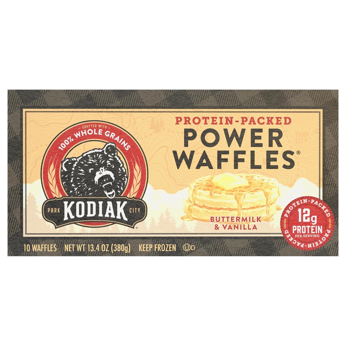 slide 1 of 8, Kodiak Cakes Power Waffles, Buttermilk & Vanilla, 13.40 oz/10 Ct, 10 ct