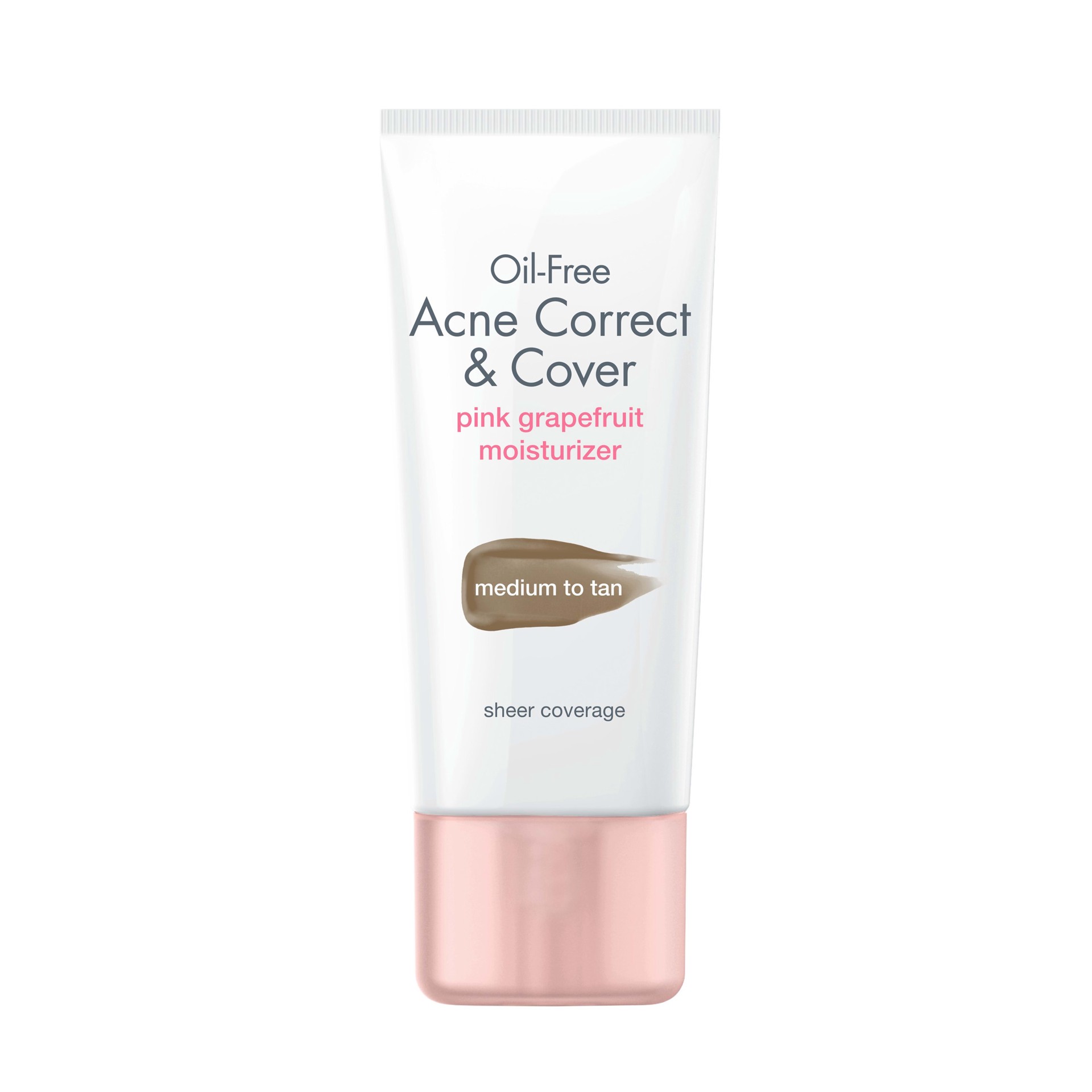 slide 1 of 5, NEUTROGENA Oil-Free Acne Moisturizer Correct & Cover Pink Grapefruit, Fair to Light, 1.7 Fl. Oz, 1.7 fl oz