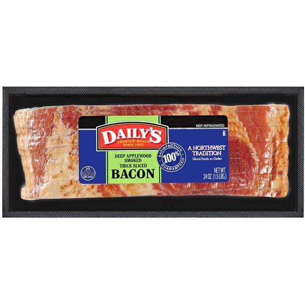 slide 1 of 1, Daily's Deep Applewood Smoked Thick Sliced Bacon, 24 oz