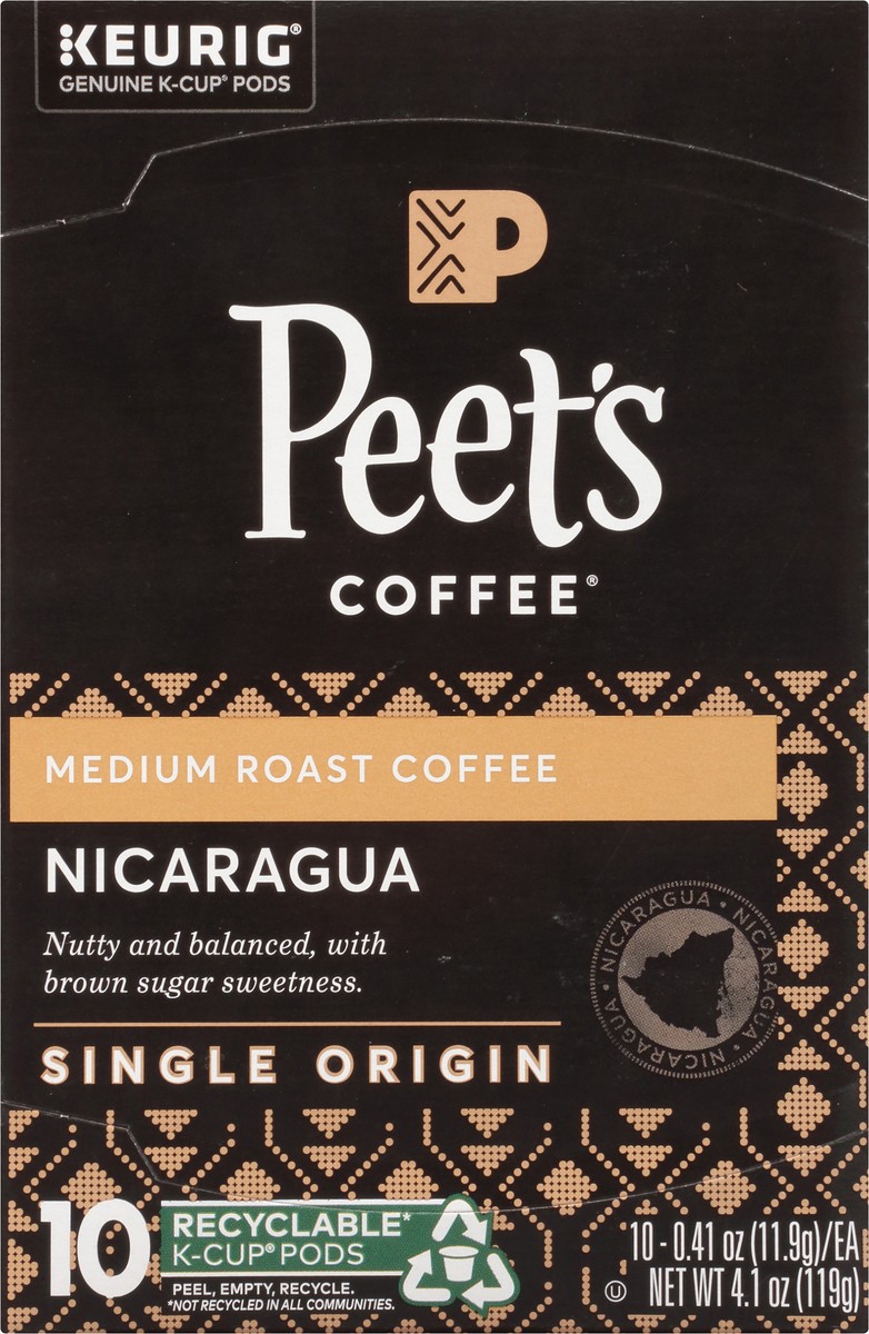 slide 7 of 9, Peets Coffee Medium Roast K-Cup Pods Nicaragua Coffee 10 ea, 10 ct