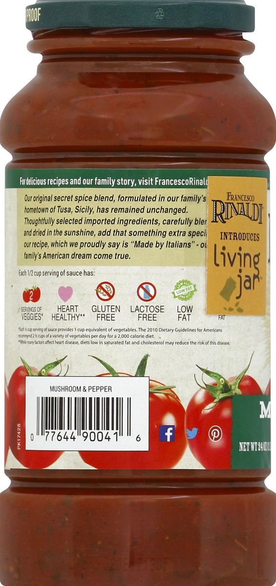 slide 3 of 6, Francesco Rinaldi Mushroom & Pepper Chunky Garden Pasta Sauce, 24 oz