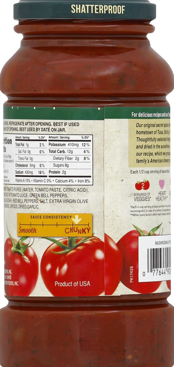 slide 6 of 6, Francesco Rinaldi Mushroom & Pepper Chunky Garden Pasta Sauce, 24 oz