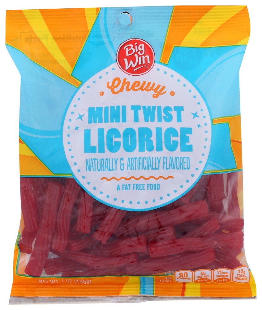 slide 1 of 4, Big Win Red Licorice Twist, 7 oz