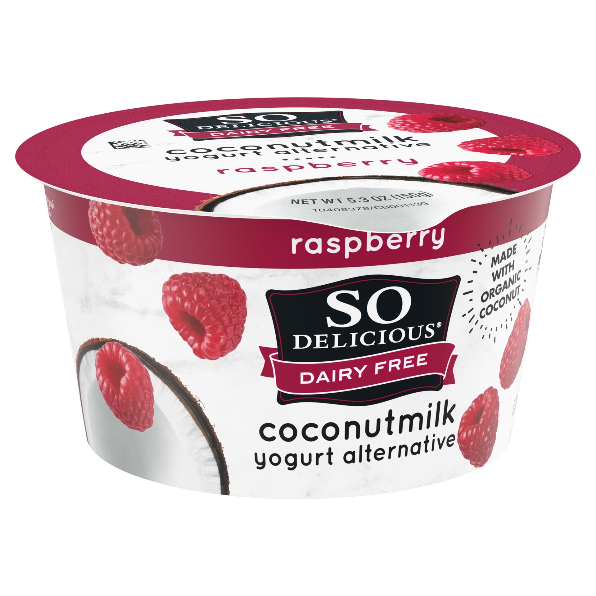 slide 5 of 5, So Delicious Coconut Milk Yogurt Alternative, Raspberry, Vegan, Gluten Free, 5.3 oz Container, 5.3 fl oz