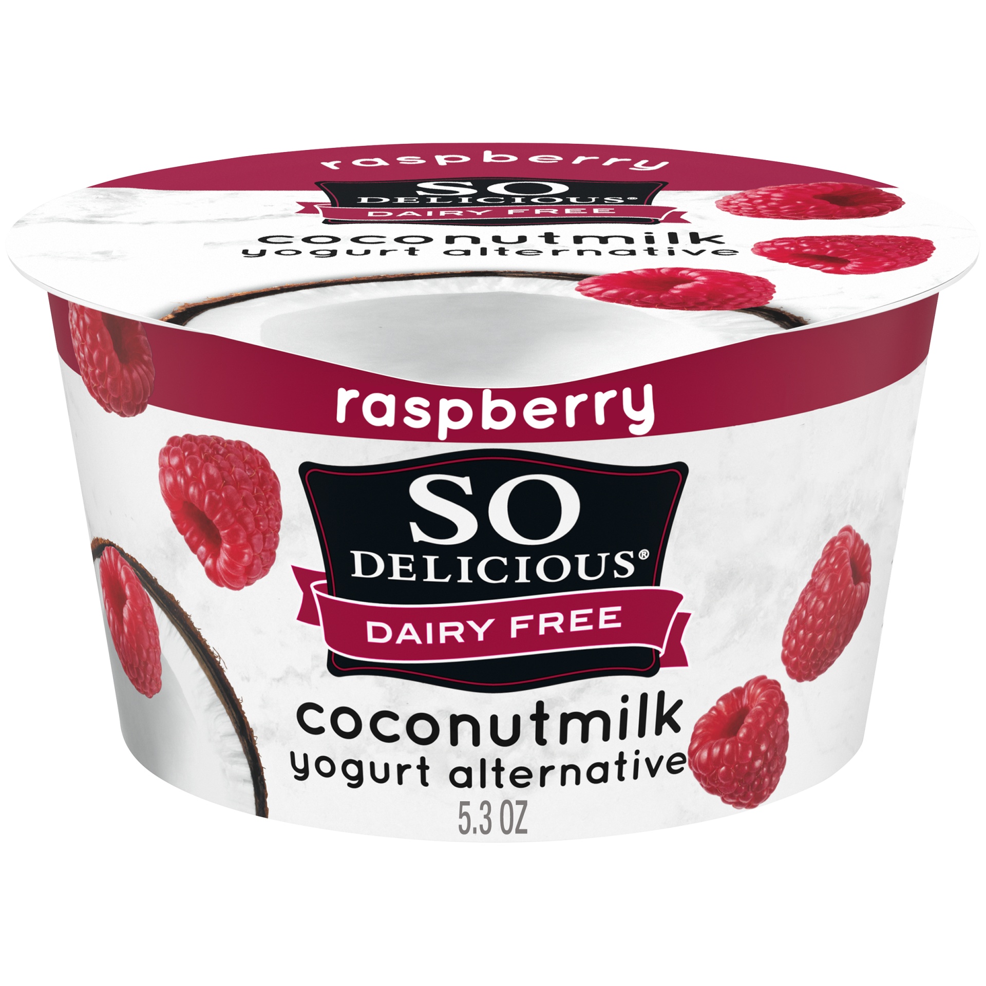 slide 1 of 7, So Delicious Dairy Free Raspberry Coconut Milk Yogurt, 5.3 oz