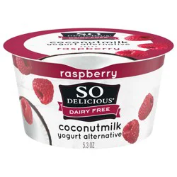 So Delicious Dairy Free Coconut Yogurt Alternative, Raspberry, Vegan, Gluten Free, Non-GMO, Creamy Plant Based Yogurt Alternative, 5.3 oz Container