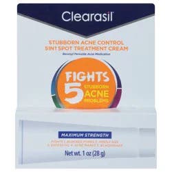 Clearasil Maximum Strength 5 in 1 Stubborn Acne Control Spot Treatment Cream 1 oz