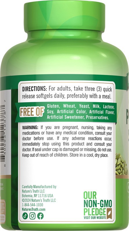 slide 5 of 5, Nature's Truth Cold Pressed 3000 mg Pumpkin Seed Oil, 75 ct