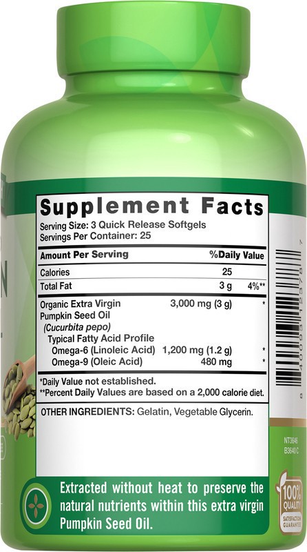 slide 3 of 5, Nature's Truth Cold Pressed 3000 mg Pumpkin Seed Oil, 75 ct