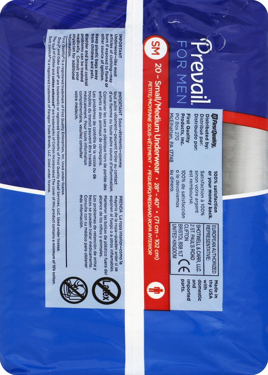 slide 2 of 4, Prevail For Men Underwear, Maximum Absorbency, Small/Medium, 20 ct