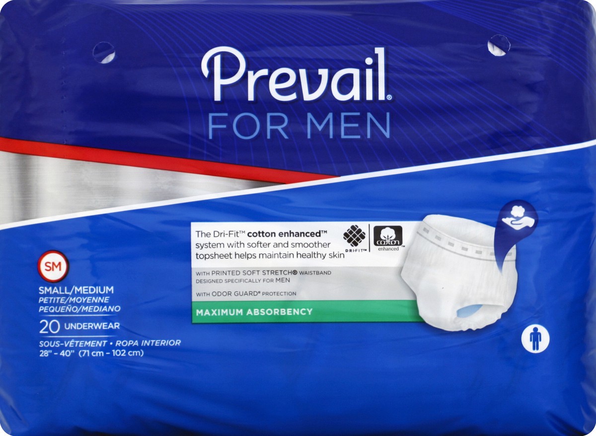 slide 3 of 4, Prevail For Men Underwear, Maximum Absorbency, Small/Medium, 20 ct