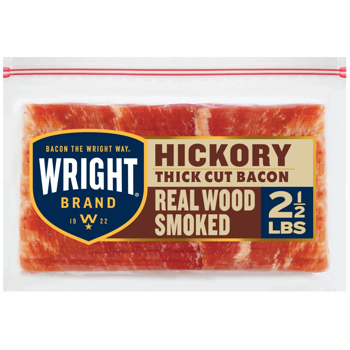 slide 1 of 10, Wright Brand Hickory Real Wood Smoked Thick Cut Bacon, 40 oz Stack Pack, 40 oz