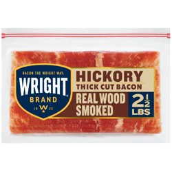 Wright Brand Hickory Real Wood Smoked Thick Cut Bacon, 40 oz Stack Pack