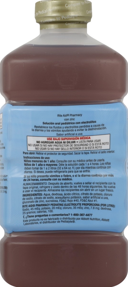 slide 6 of 6, Rite Aid Pharmacy Pediatric Electrolyte, Grape, 33.8 fl oz