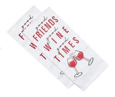 Cuisinart Good Wines White & Red Fouta Kitchen Towels, 2-Pack 1
