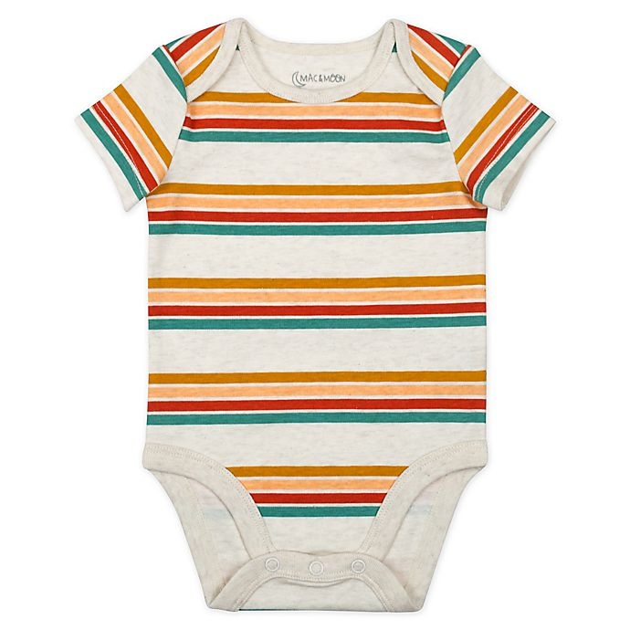 slide 5 of 5, Mac & Moon Newborn Bodysuit and Shortall Set - Burnt Orange Stripes, 2 ct