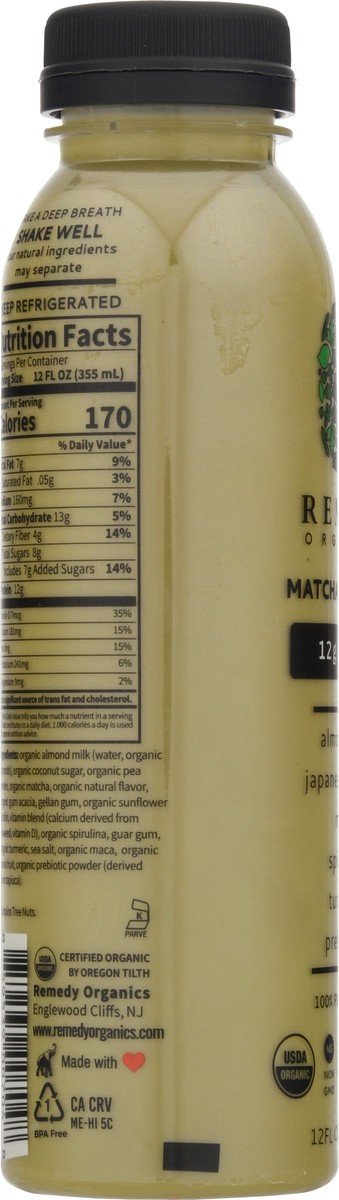 slide 7 of 9, Remedy Organics 100% Plant Based Matcha Fuel Shake 12 fl oz, 12 fl oz