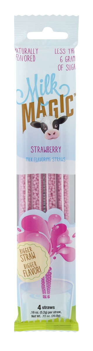 slide 1 of 1, Milk Magic Straws Strawberry, 14 ct