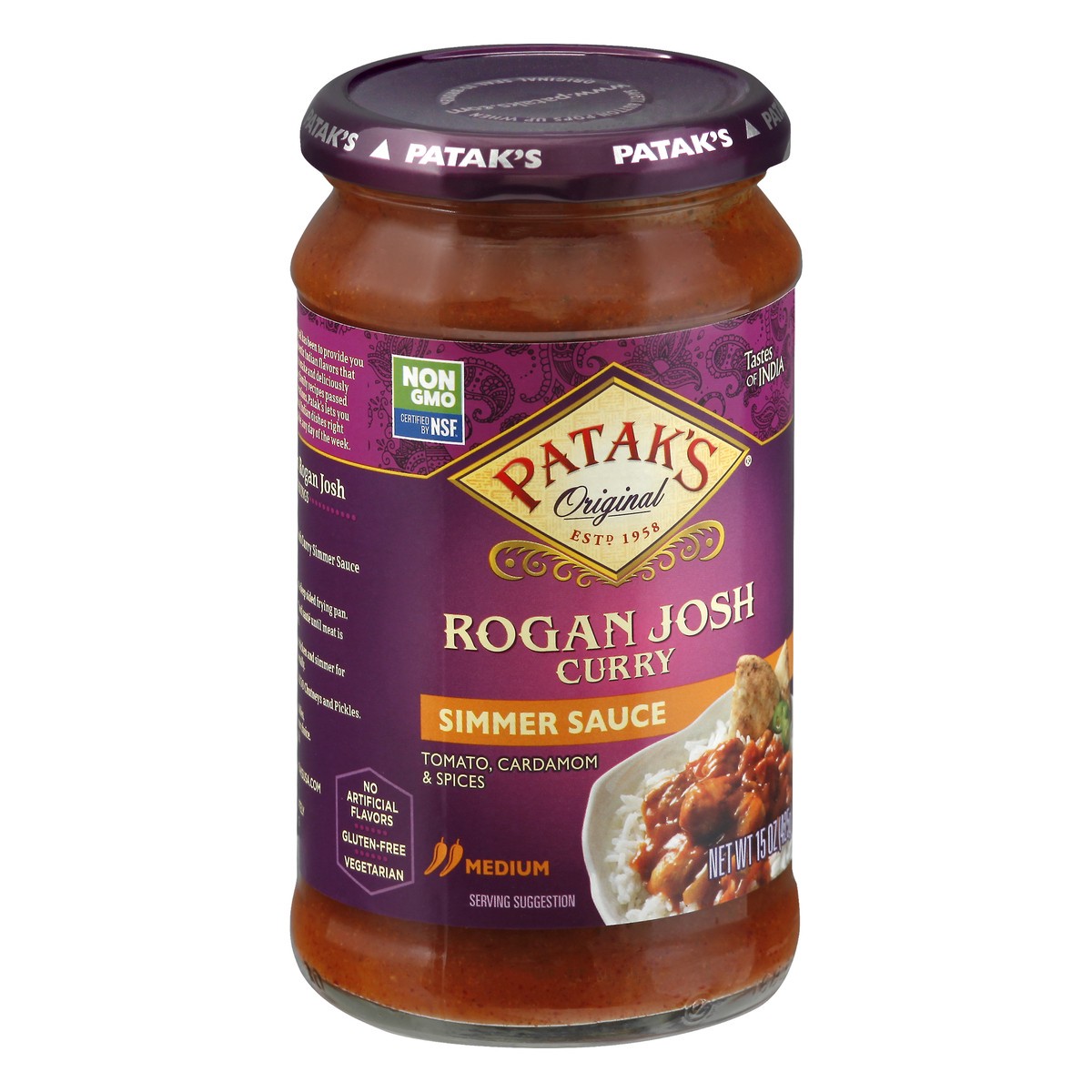 slide 12 of 13, Patak's Medium Rogan Josh Simmer Sauce 15 oz, 15 oz