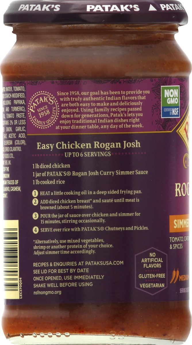 slide 13 of 13, Patak's Medium Rogan Josh Simmer Sauce 15 oz, 15 oz