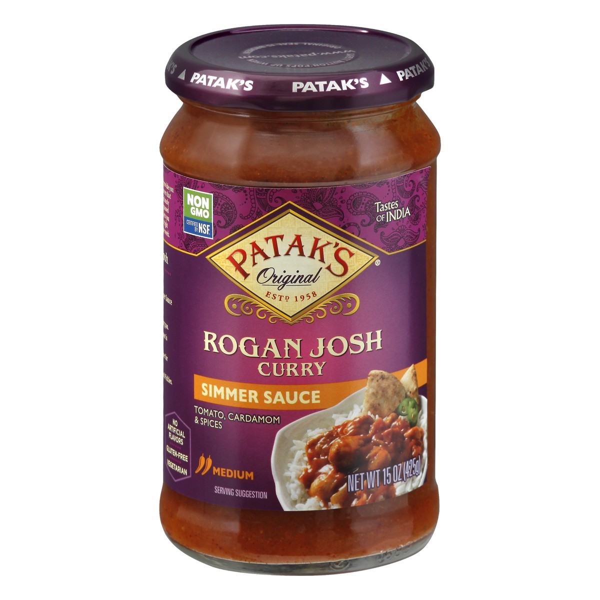 slide 7 of 13, Patak's Medium Rogan Josh Simmer Sauce 15 oz, 15 oz