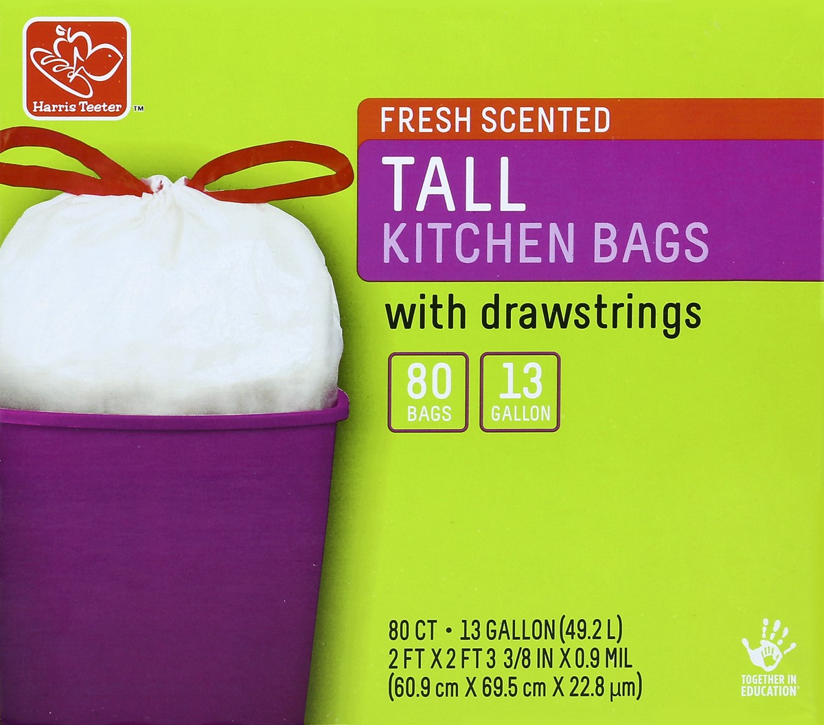 slide 5 of 5, Harris Teeter Ds Tall Kitchn Frsh Sct Bag, 80 ct