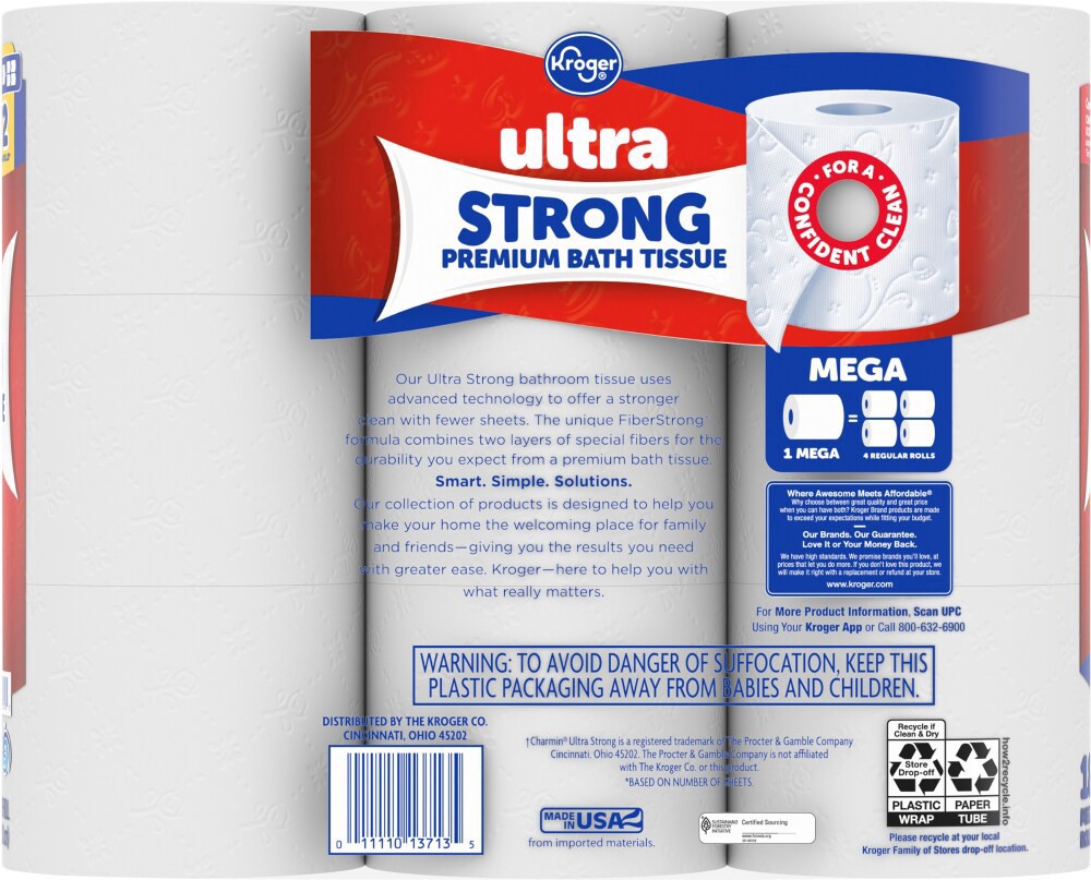 slide 2 of 2, Kroger Ultra Strong Premium Bath Tissue Mega Rolls, 18 ct